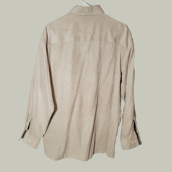Kenneth Cole Reaction Mens Button Down Shirt Tan Long Sleeve Size L 16.5 32/33 - Picture 2 of 5